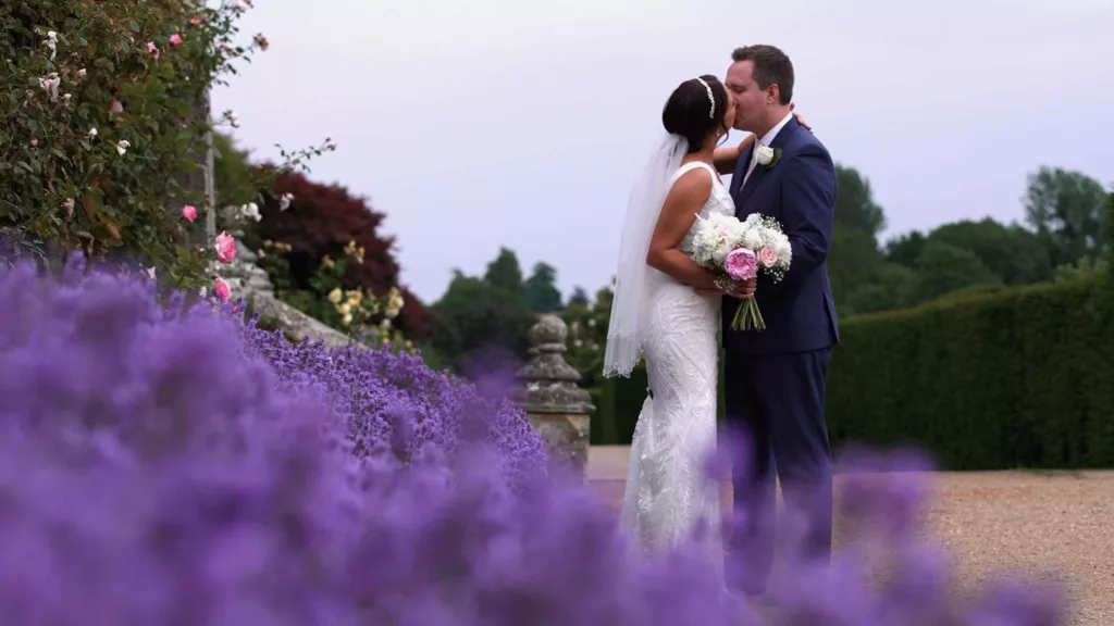 wedding, married couple kiss